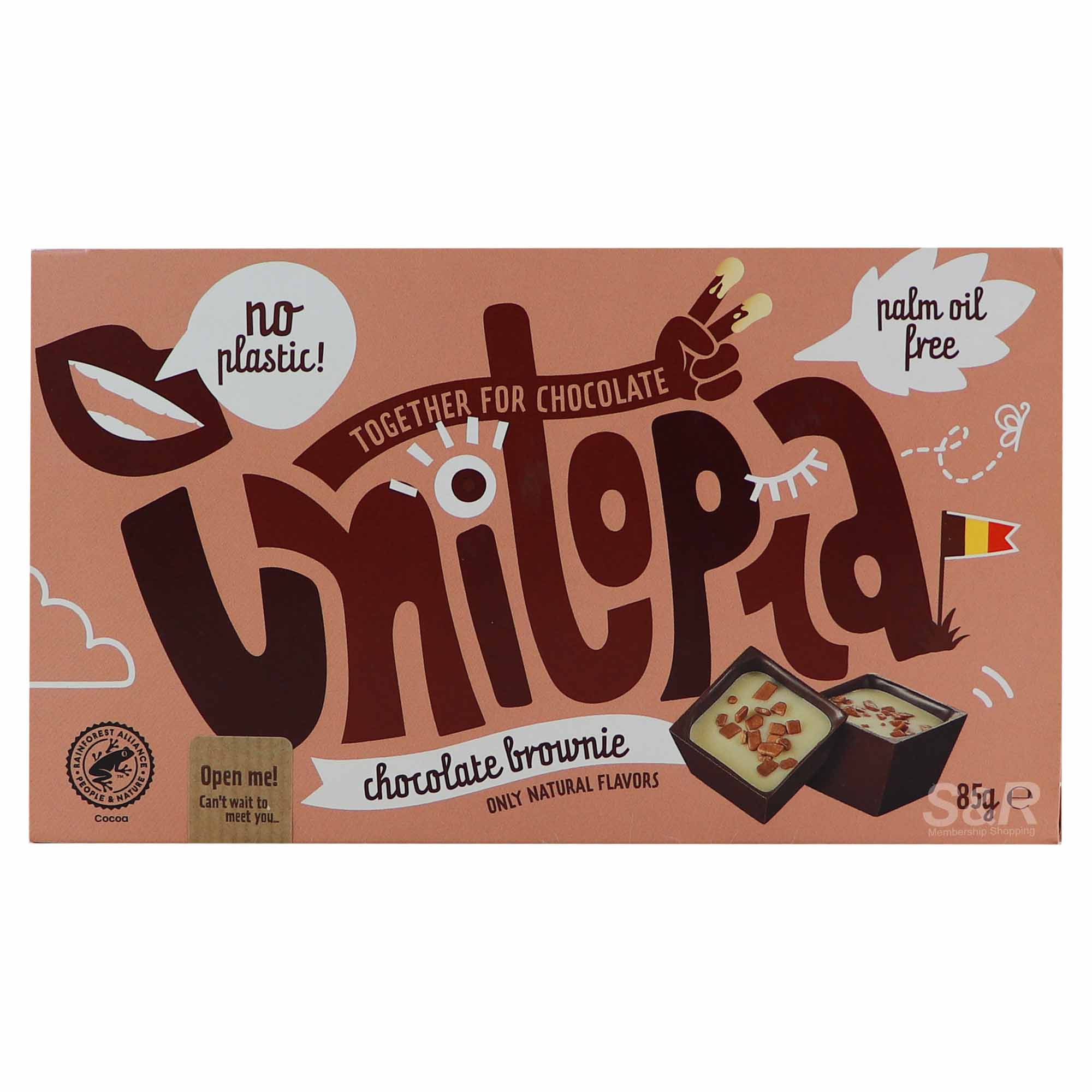 Unitopia Belgian Filled Pralines in Dark Chocolate with Chocolate Brownie Filling 85g